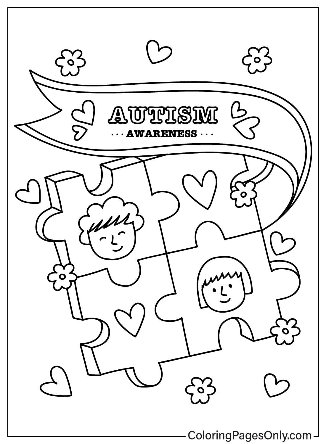 Image à colorier de sensibilisation à l'autisme de la Journée mondiale de sensibilisation à l'autisme