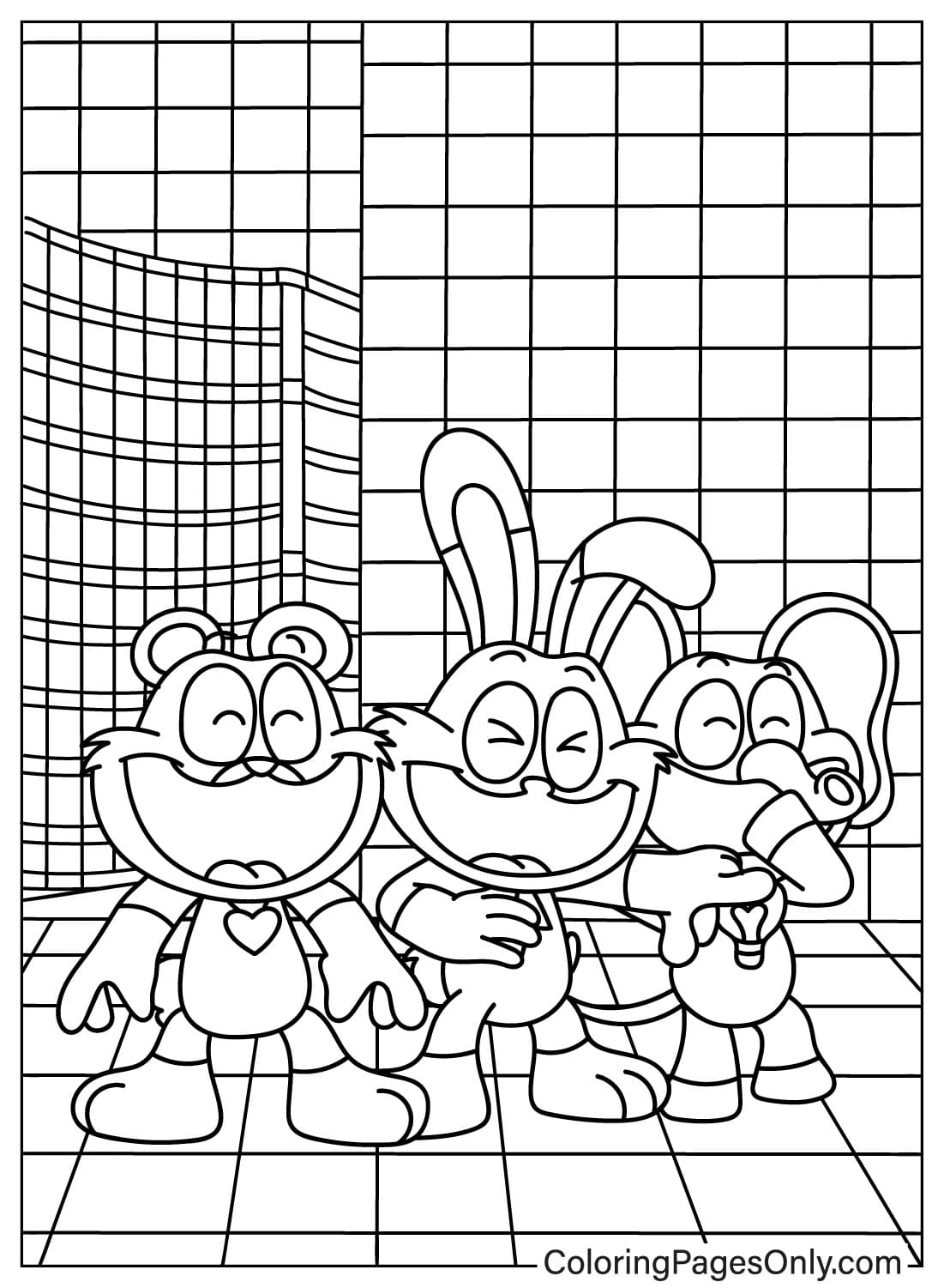 Bubba Bubbaphant and Hoppy Hopscotch, Bobby BearHug Coloring Page from Bubba Bubbaphant