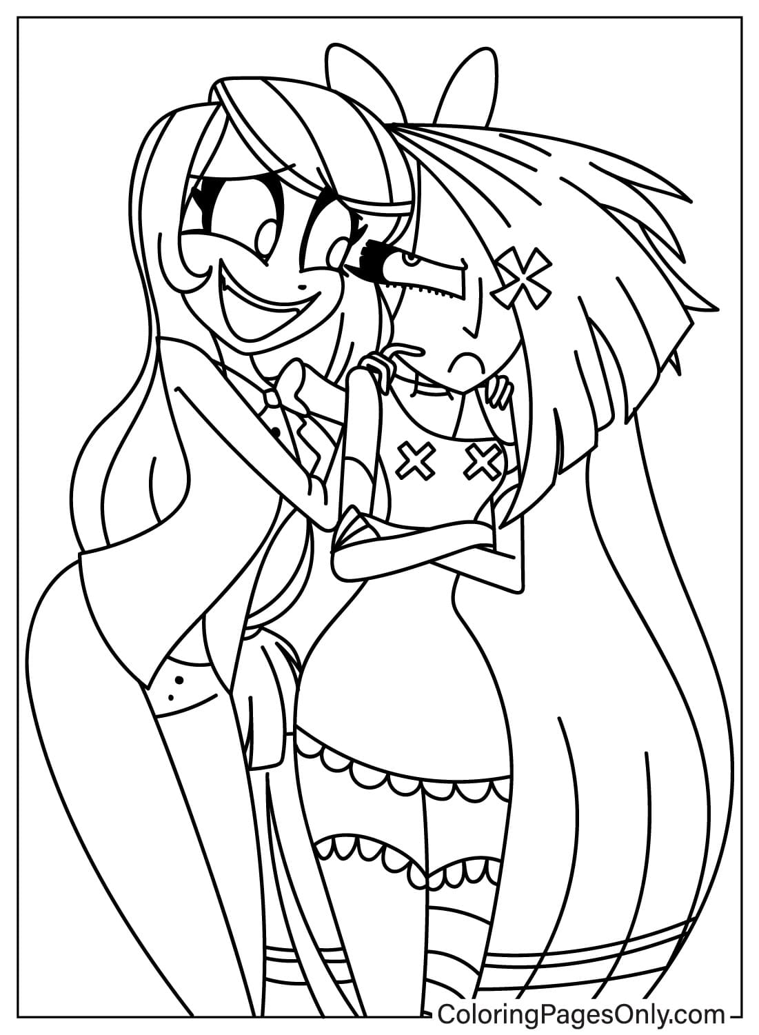 Charlie and Vaggie Coloring Page from Hazbin Hotel
