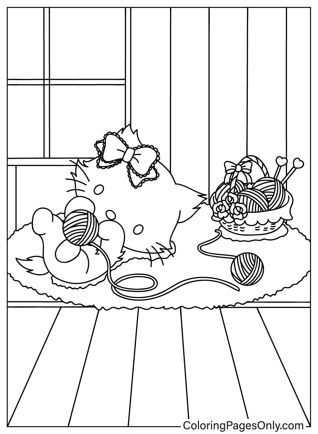 Charmmy Kitty Playing with Wool Coloring Page from Charmmy Kitty