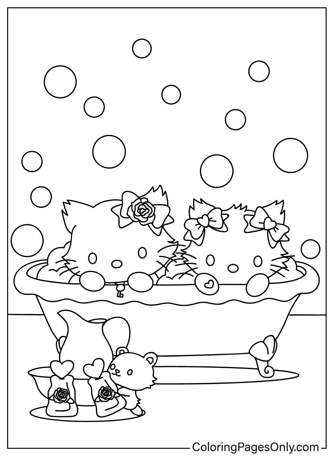 Desenho para colorir de Charmmy Kitty tomando banho de Charmmy Kitty