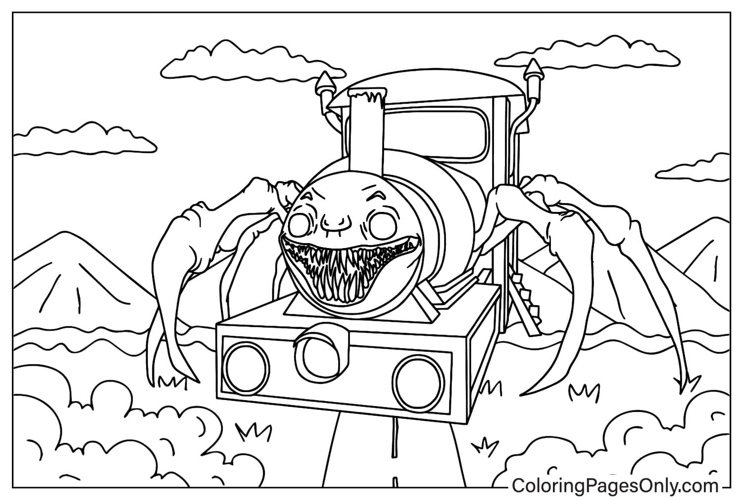 Choo-Choo Charles Coloring Sheet for Kids - Free Printable Coloring Pages
