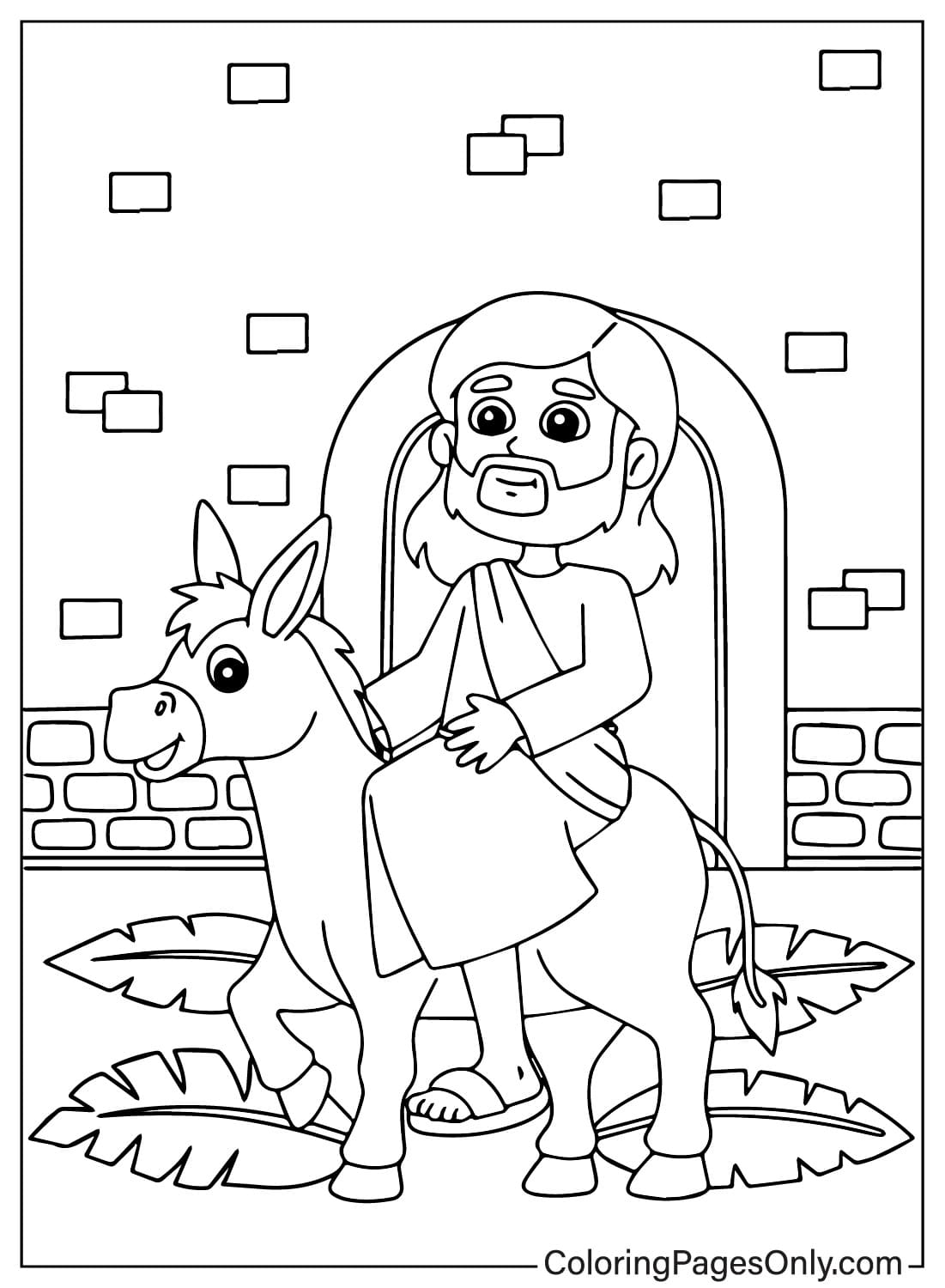 Página para colorir de Jesus Cristão no Domingo de Ramos do Domingo de Ramos