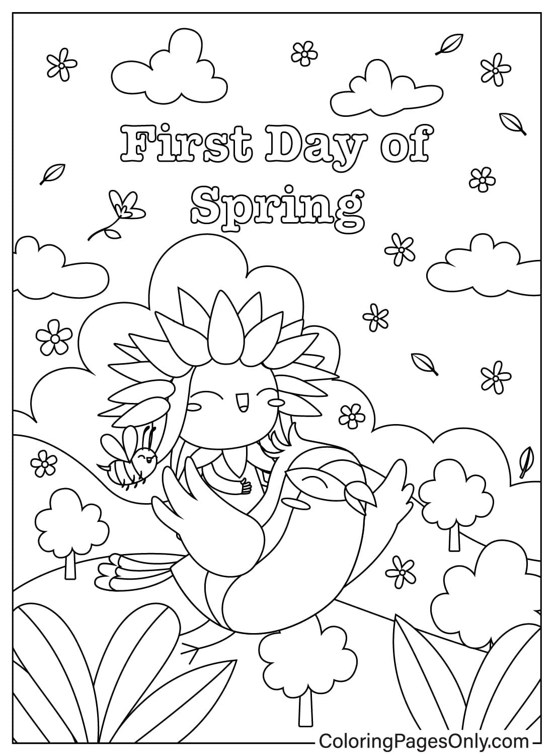 Página para colorir Primeiro dia de primavera de Primeiro dia de primavera