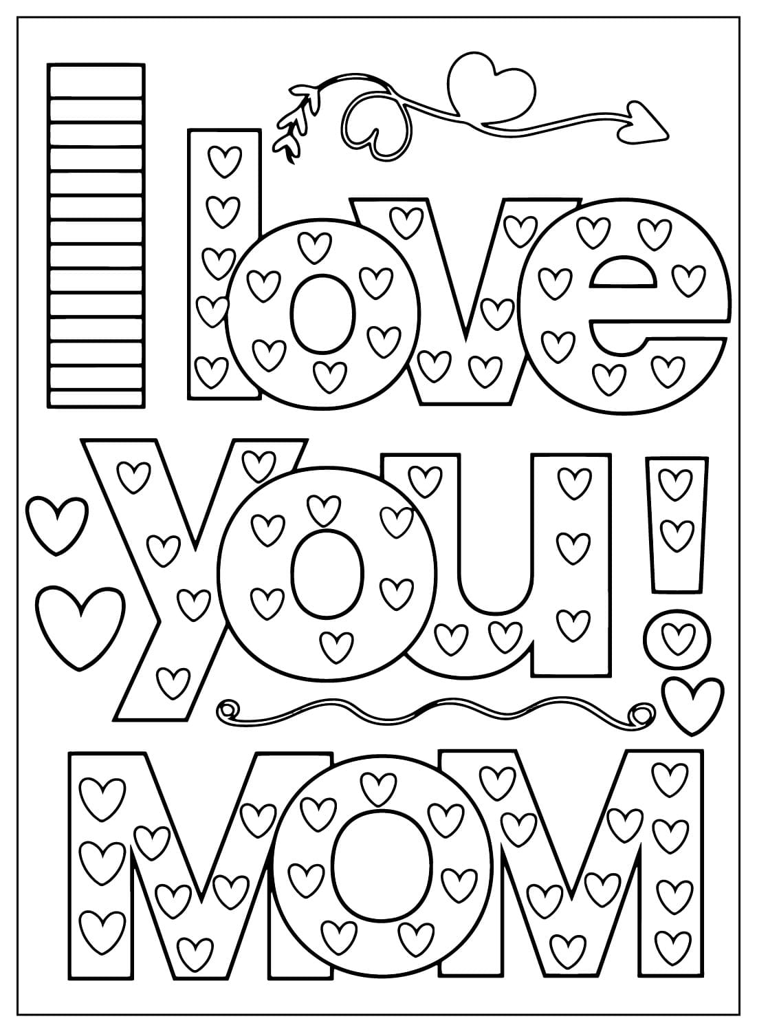 Desenho para colorir Eu amo mamãe de Eu amo mamãe