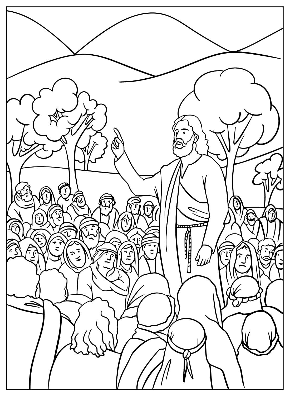 Coloring Page The Sermon on the Mount from Jesus