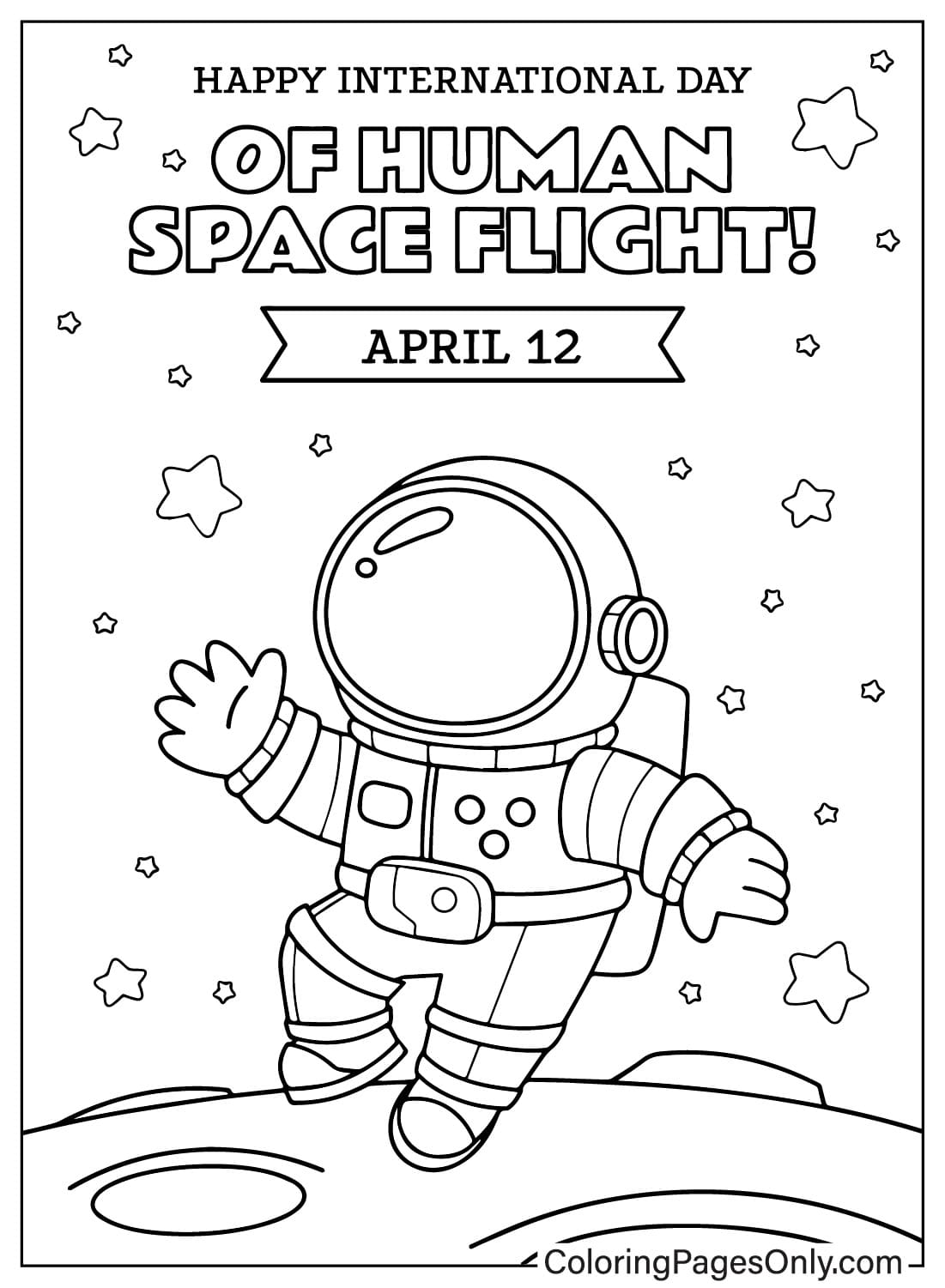 Coloring Sheet International Day of Human Space Flight from International Day of Human Space Flight