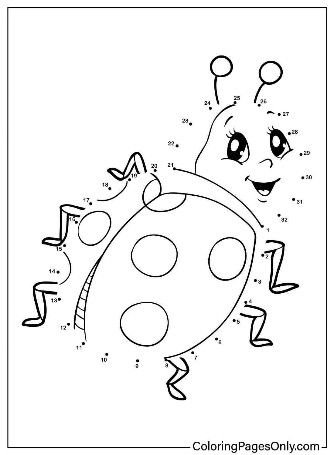 Connect the Dots Ladybug Coloring Page from Ladybug