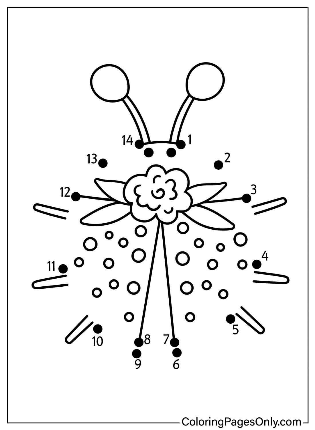 Connect the Dots Ladybug Coloring Sheets from Ladybug