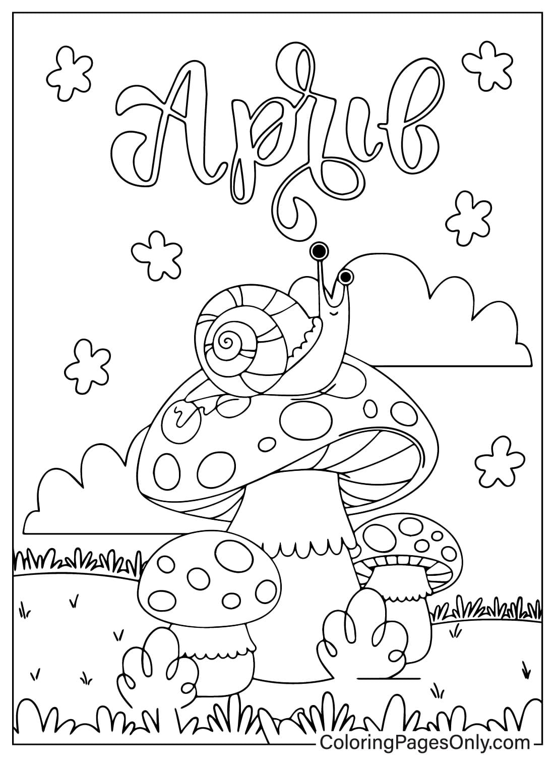 Cute April Coloring Page from April 2024