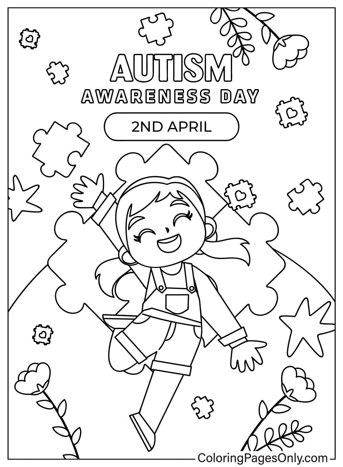 Рисунок раскраски, посвященной аутизму, из Всемирного дня распространения информации об аутизме