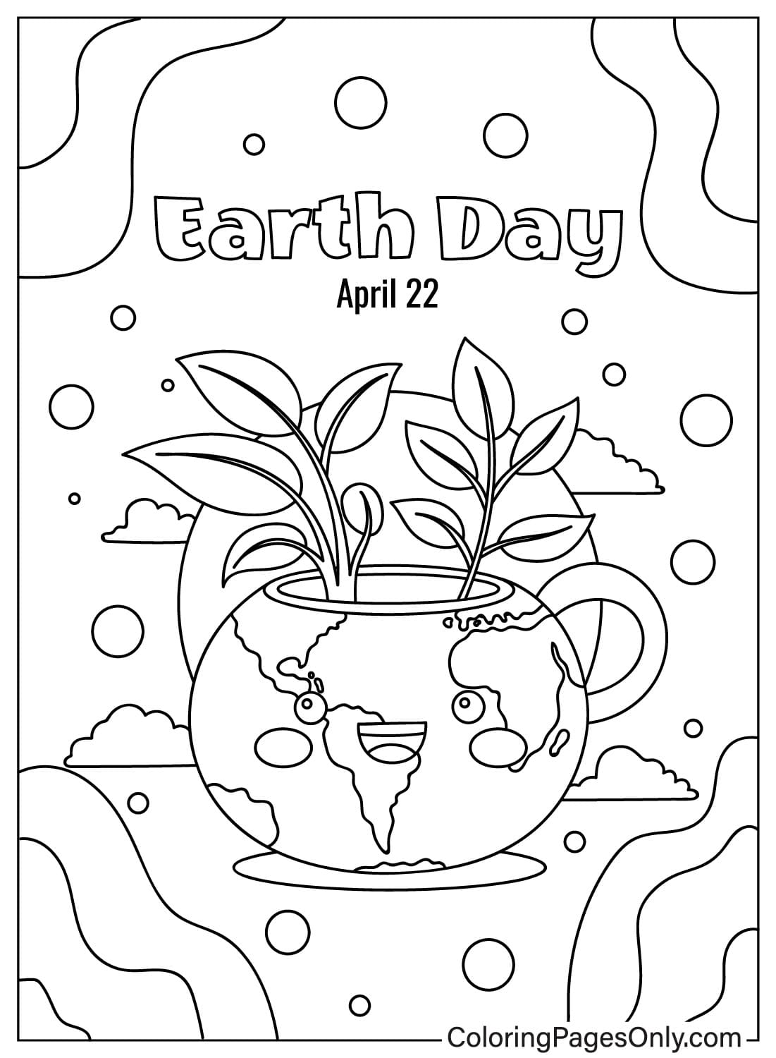 Pagina da colorare della Giornata della Terra JPG dalla Giornata della Terra