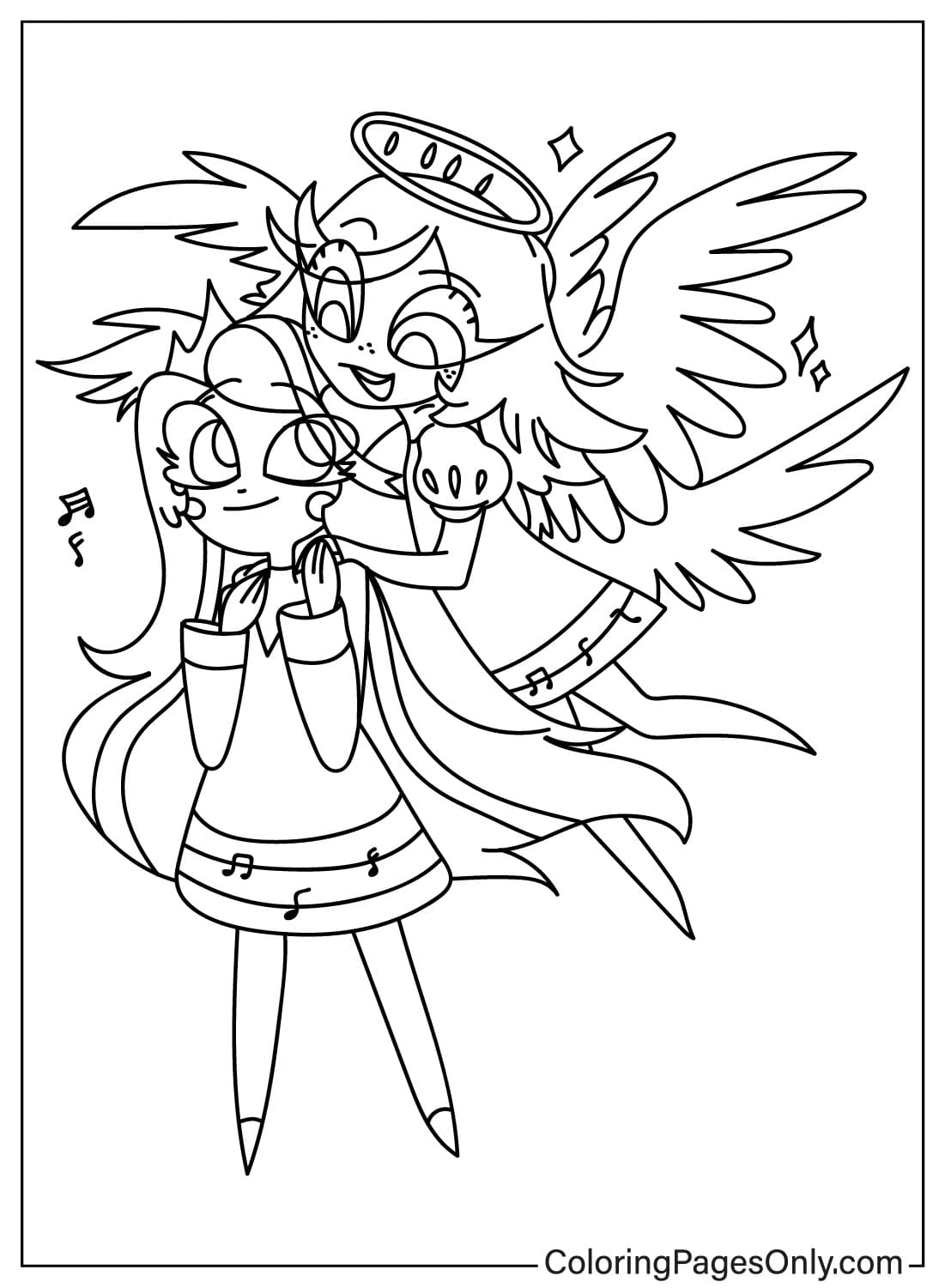 Emily and Charlie Morningstar Coloring Page from Hazbin Hotel