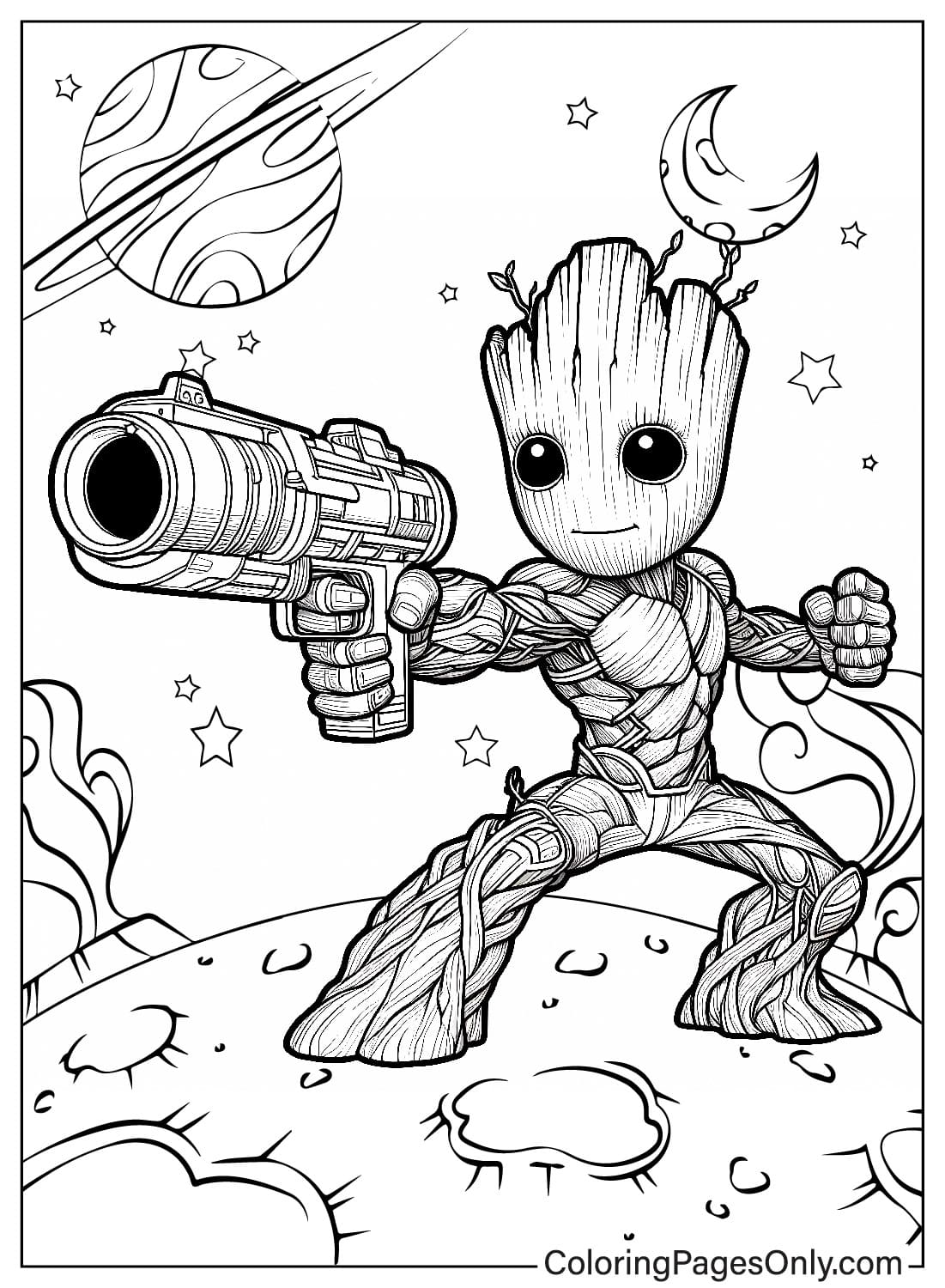 Fight Groot Coloring Page from Groot
