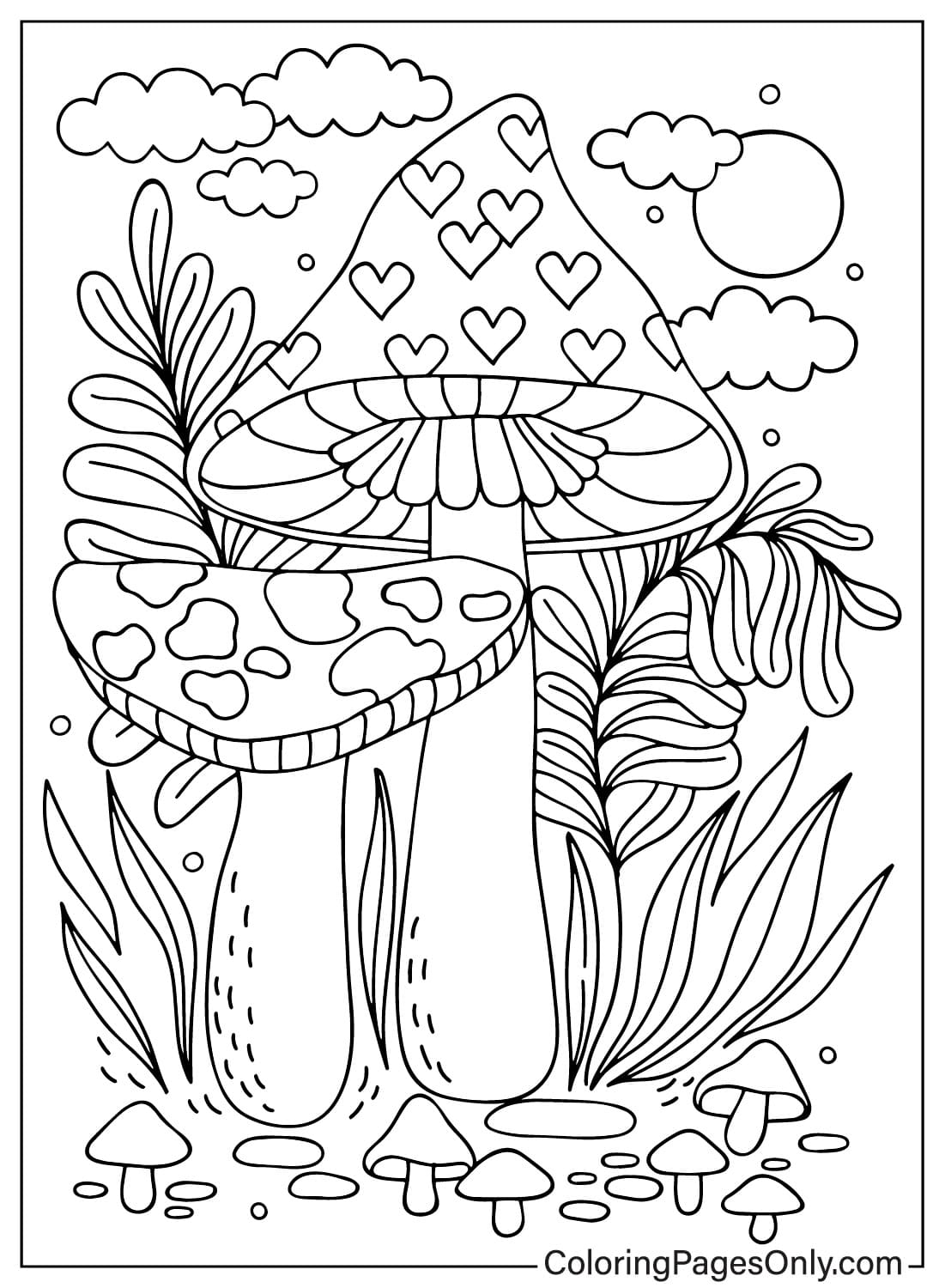First Day of Spring Mushroom Coloring Page from First Day of Spring