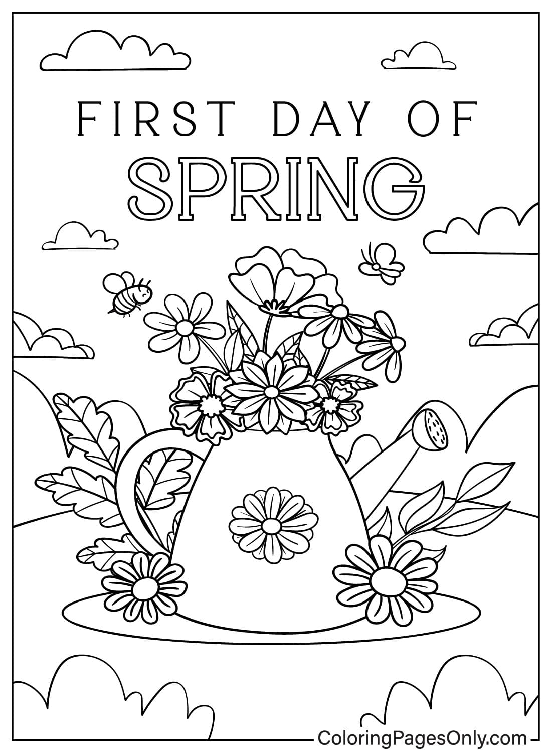 Erster Frühlingstag zum Ausmalen vom ersten Frühlingstag