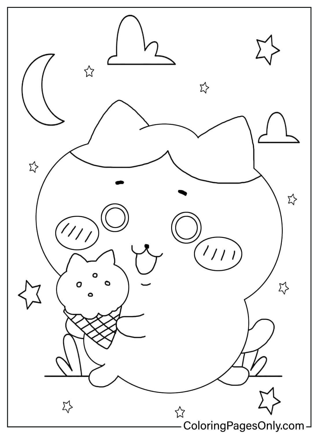 Página para colorir Hachiware grátis de Chiikawa
