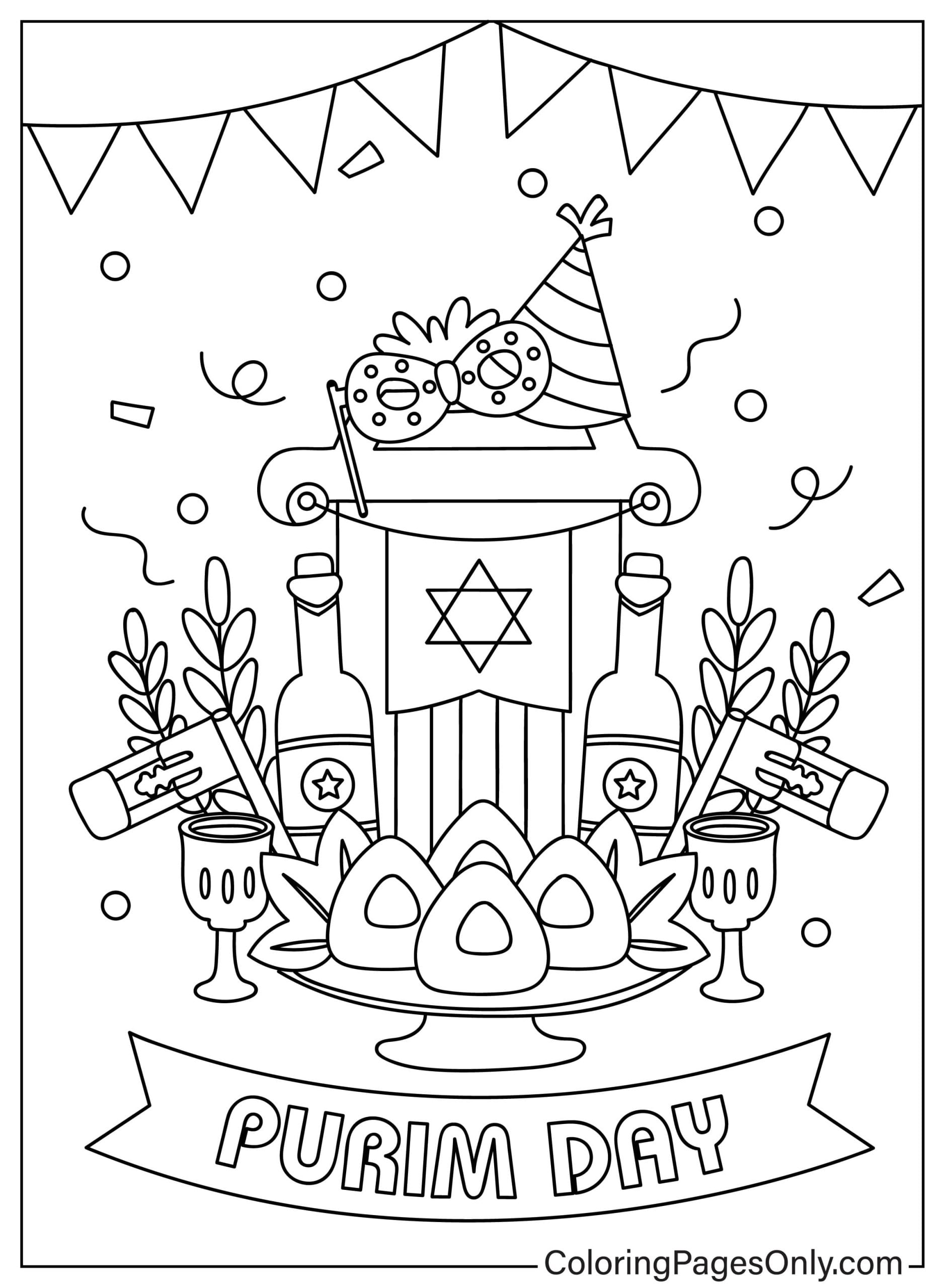 Página para colorir grátis de Purim em Purim