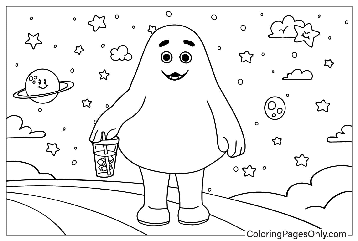 Grimace Coloring Sheet for Kids from Grimace