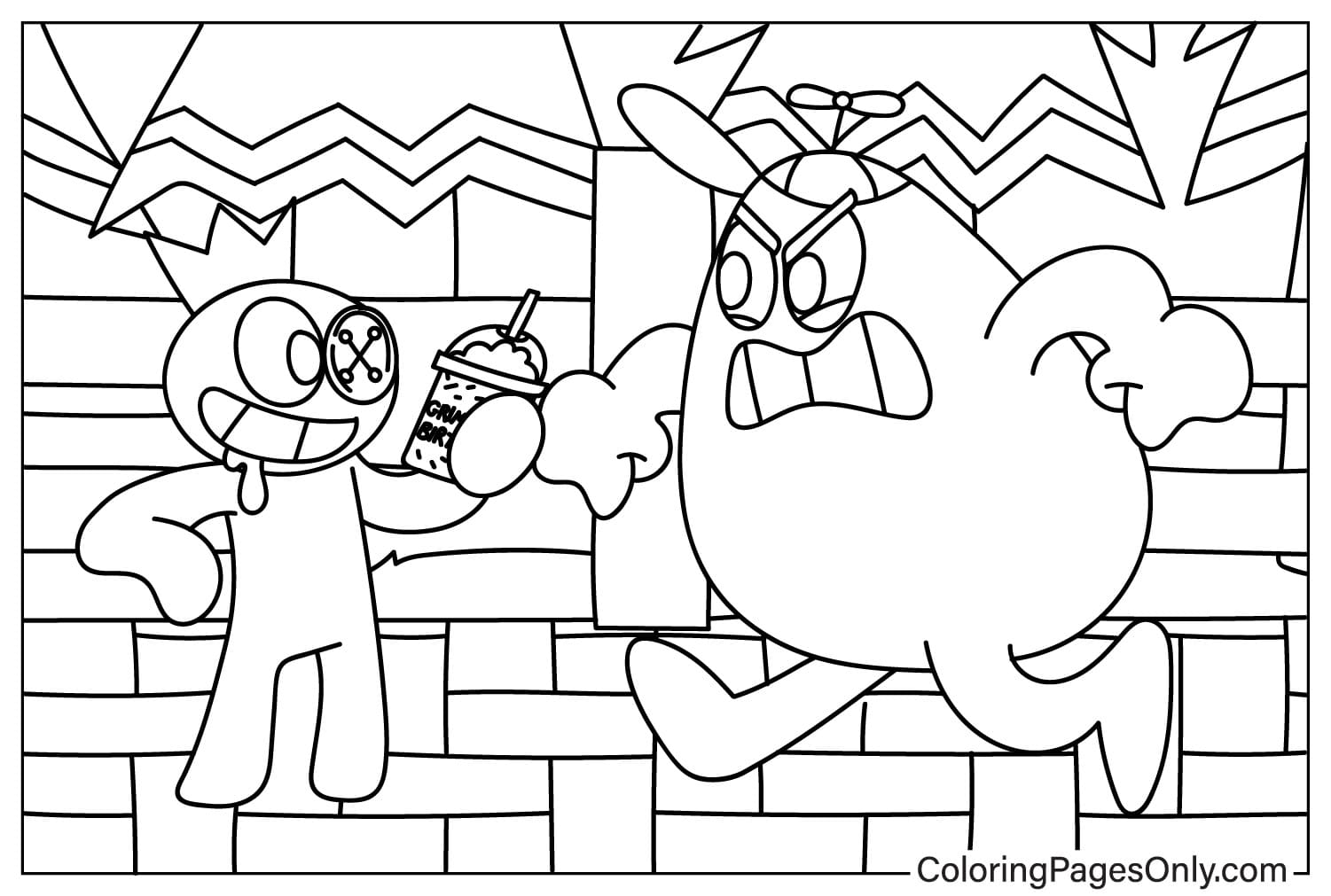 Grimace and Blue Rainbow Coloring Page from Grimace