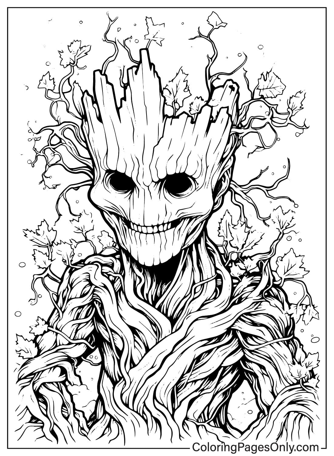 Página para colorir do Groot do Groot