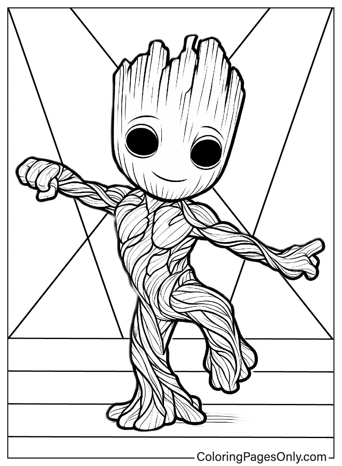 Groot Dancing Coloring Page from Groot