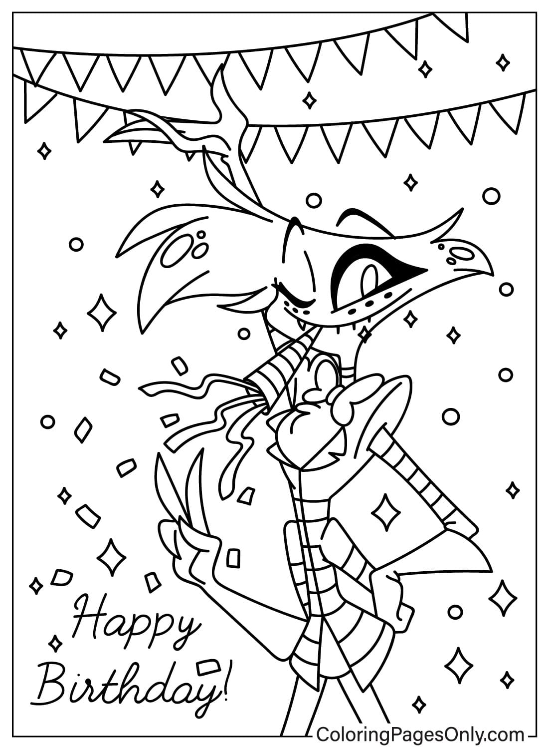 Happy Birthday Angel Dust Coloring Page from Angel Dust
