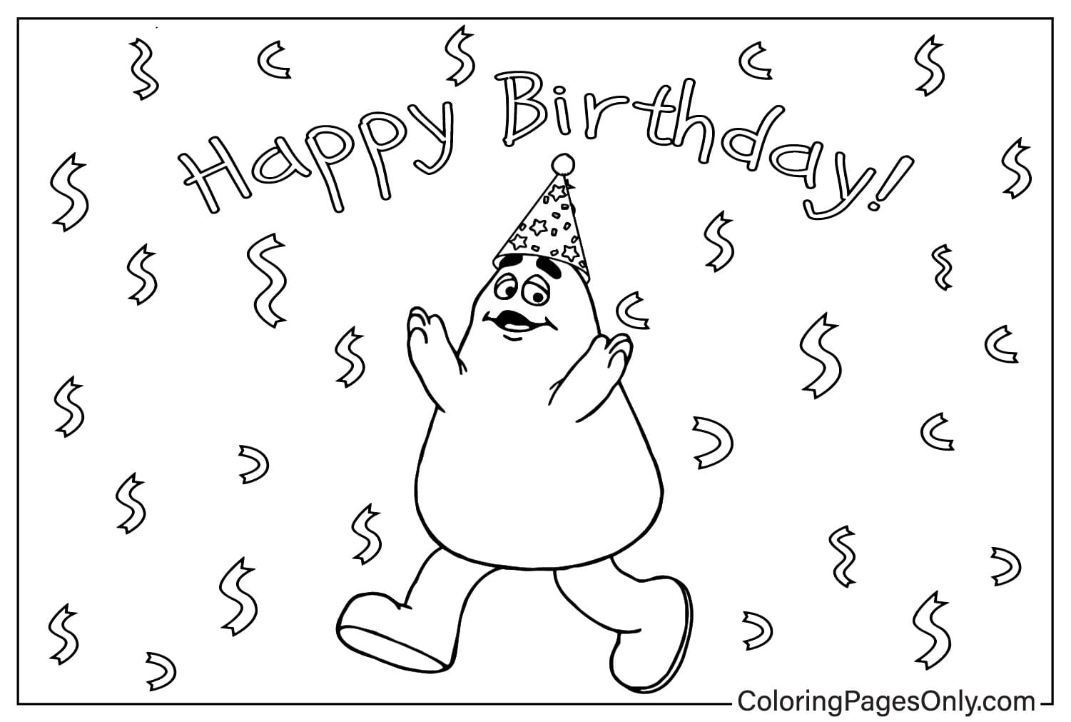 Happy Birthday Grimace Coloring Page from Grimace