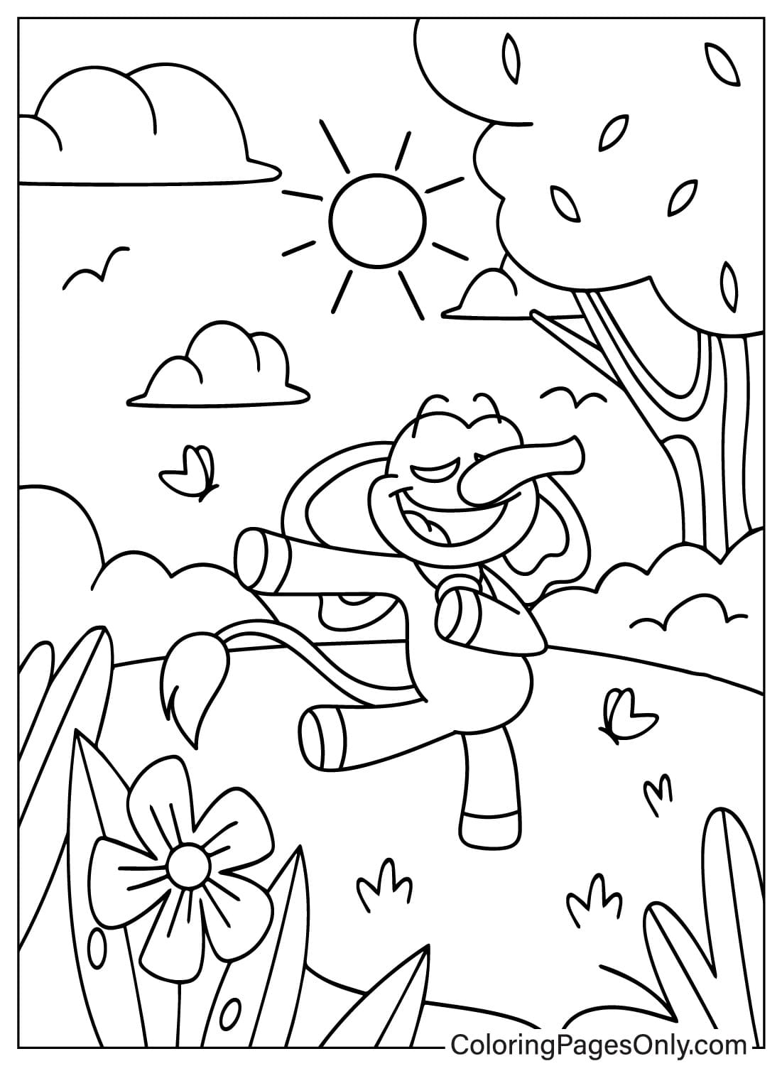 Página para colorir feliz de Bubba Bubbaphant de Bubba Bubbaphant