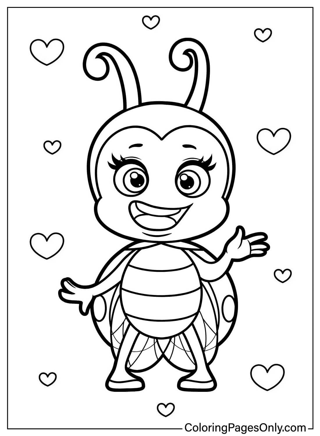 Pagina da colorare di Coccinella felice di Ladybug