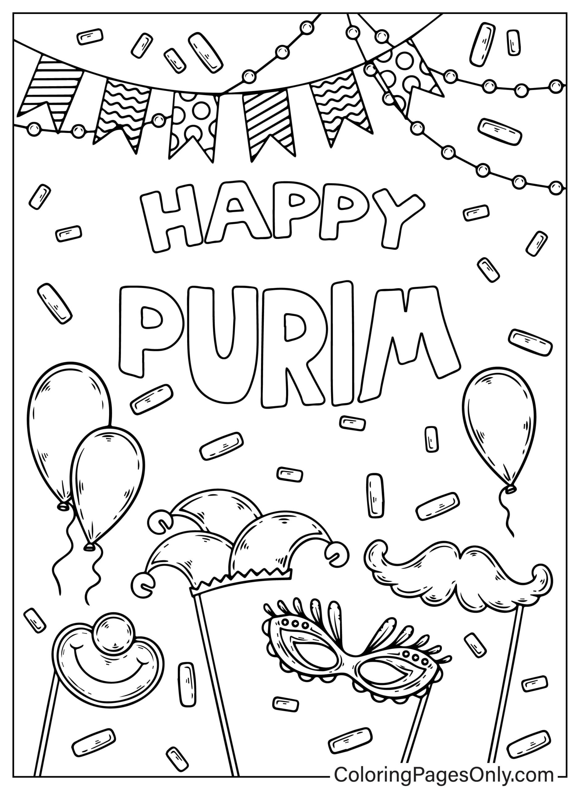 Página para colorear de Purim feliz de Purim