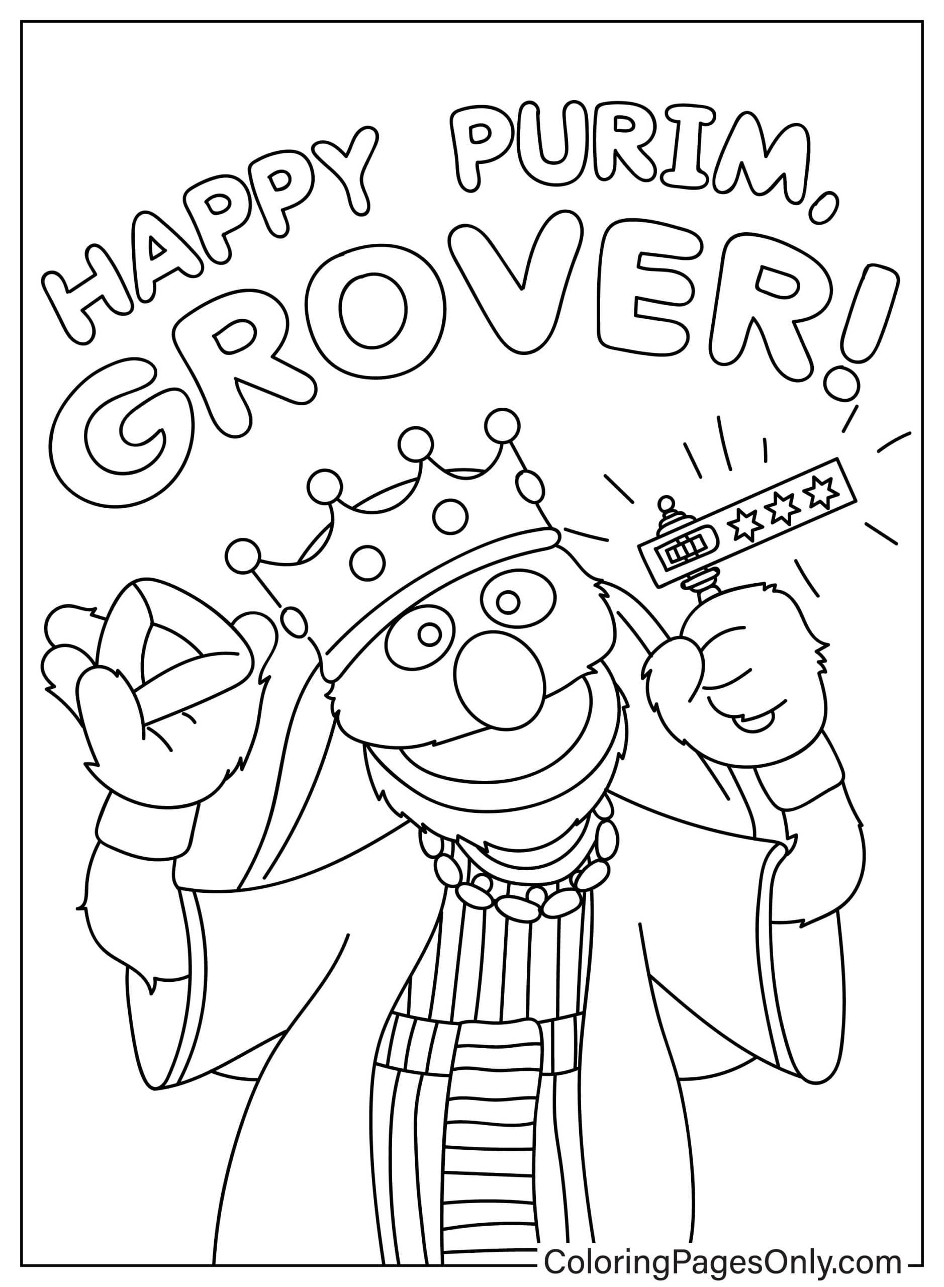 Coloriage Happy Pourim Grover de Pourim