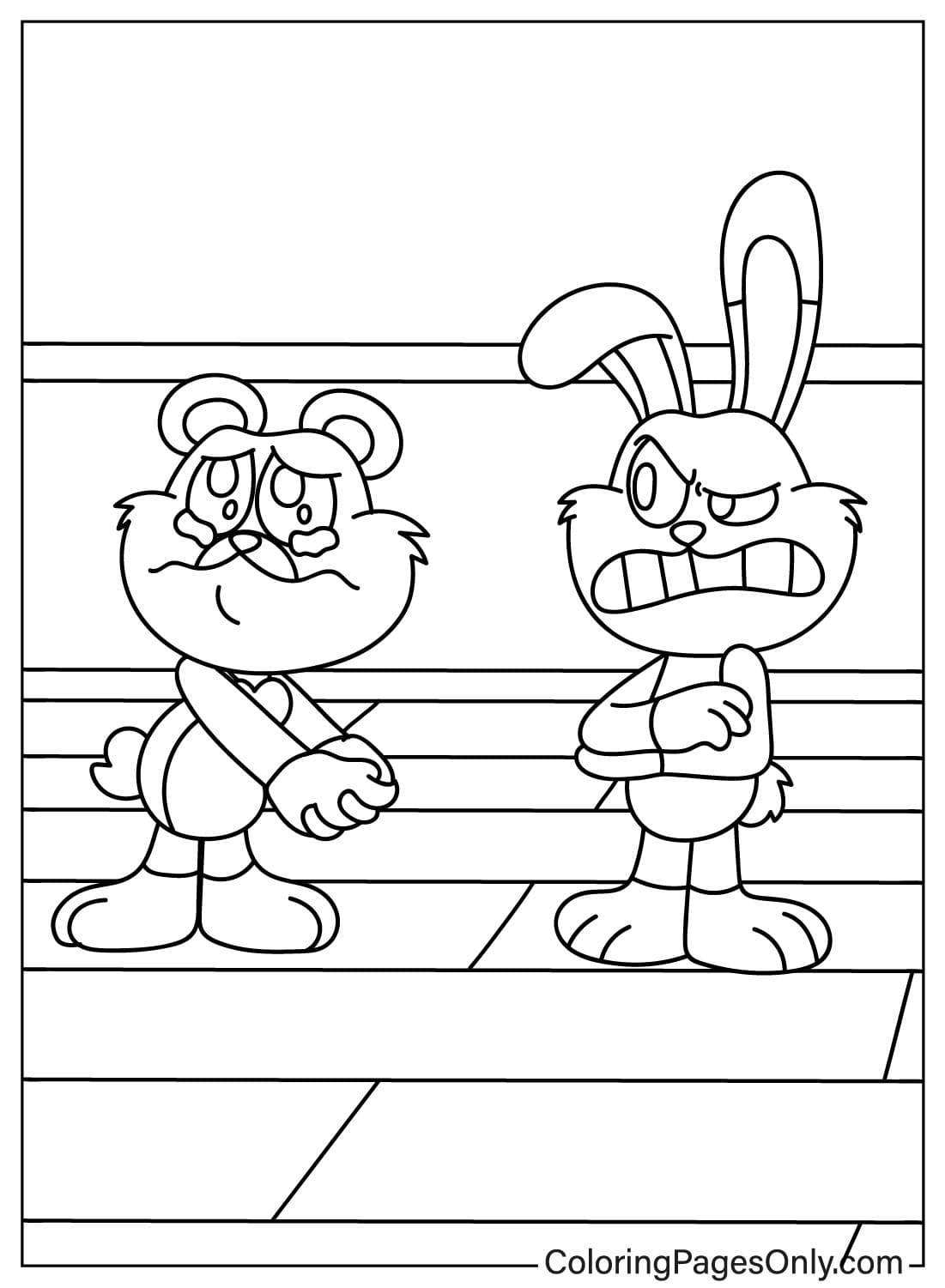 Página para colorir Hoppy Hopscotch e Bobby BearHug de Smiling Critters