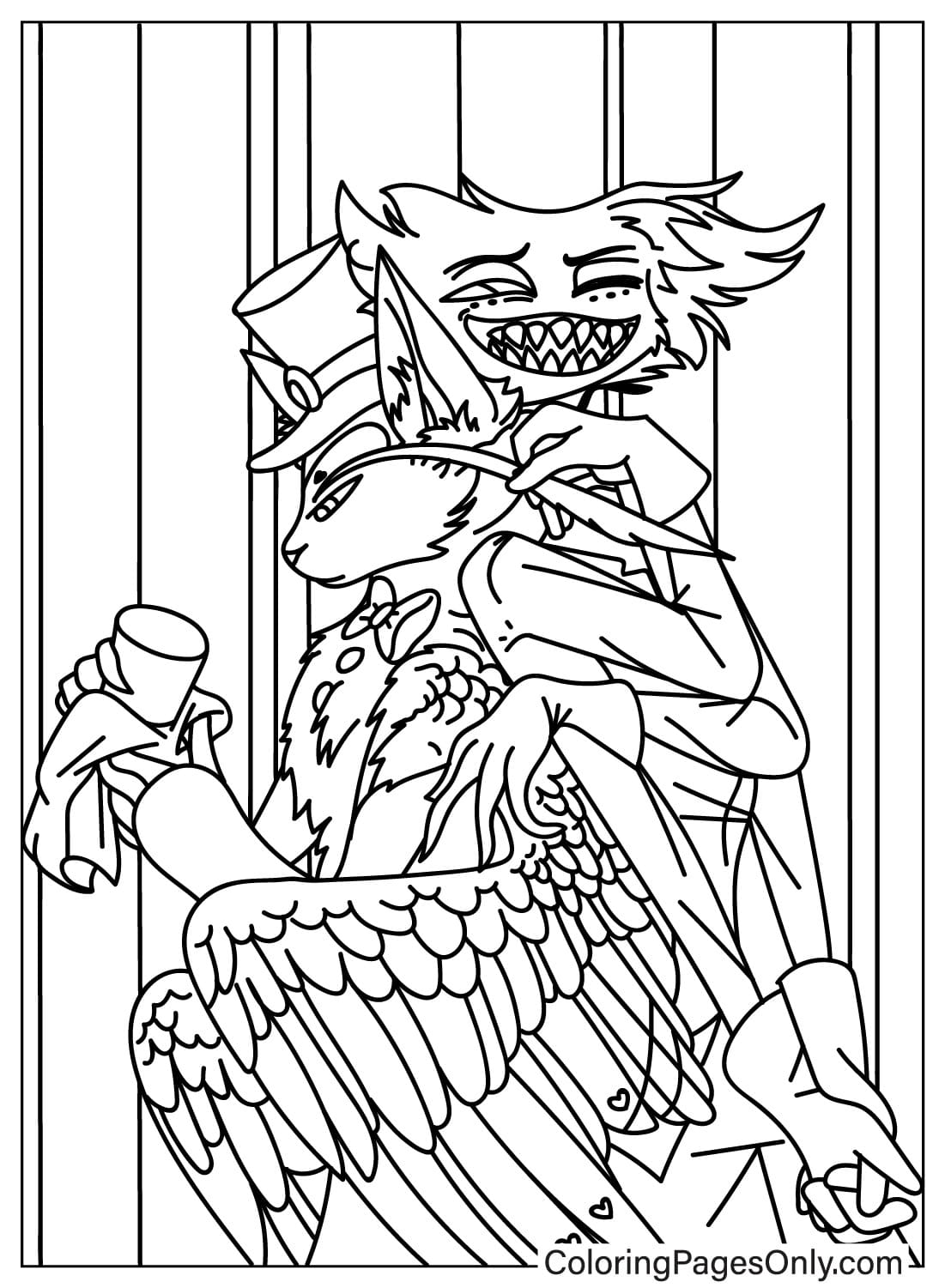 Husk and Angel Dust Coloring Page from Husk