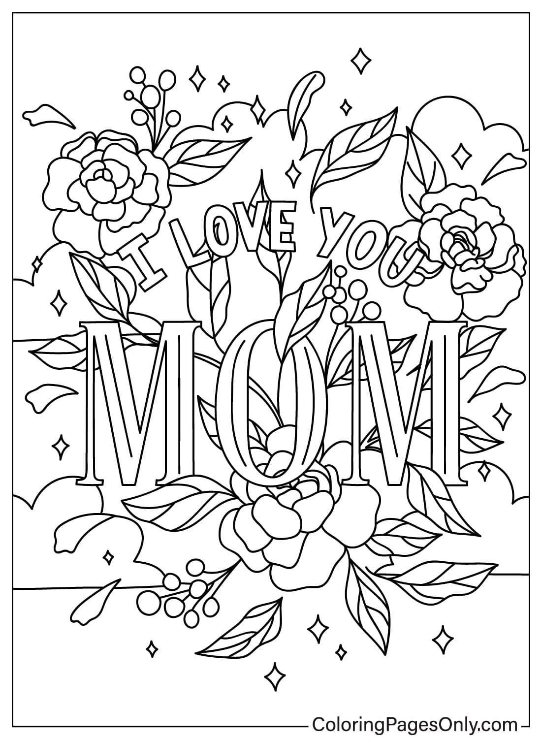 I Love Mom Coloring Page Free from I Love Mom