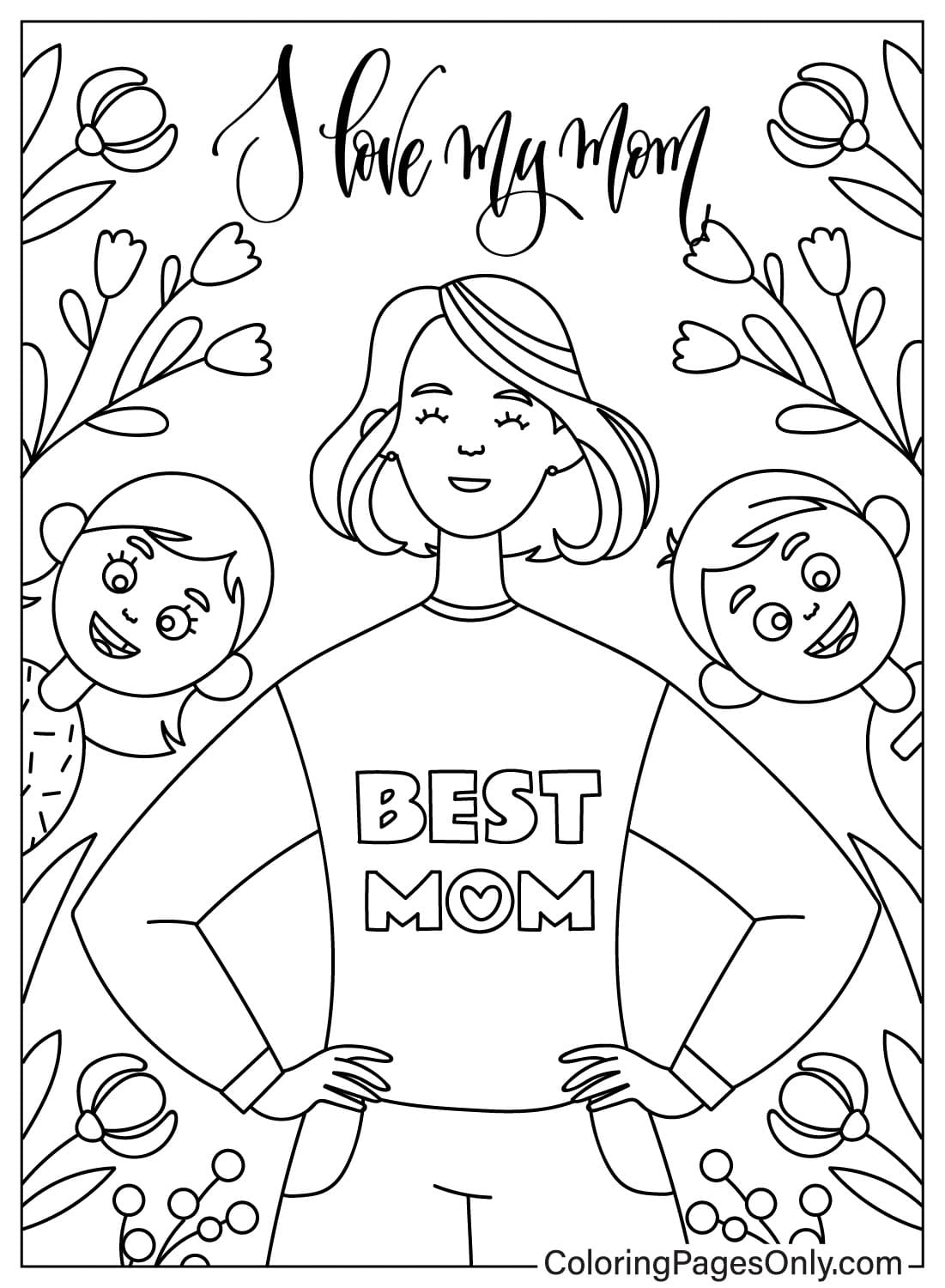 Ausmalbilder „I Love Mom“ zum Ausdrucken von „I Love Mom“.