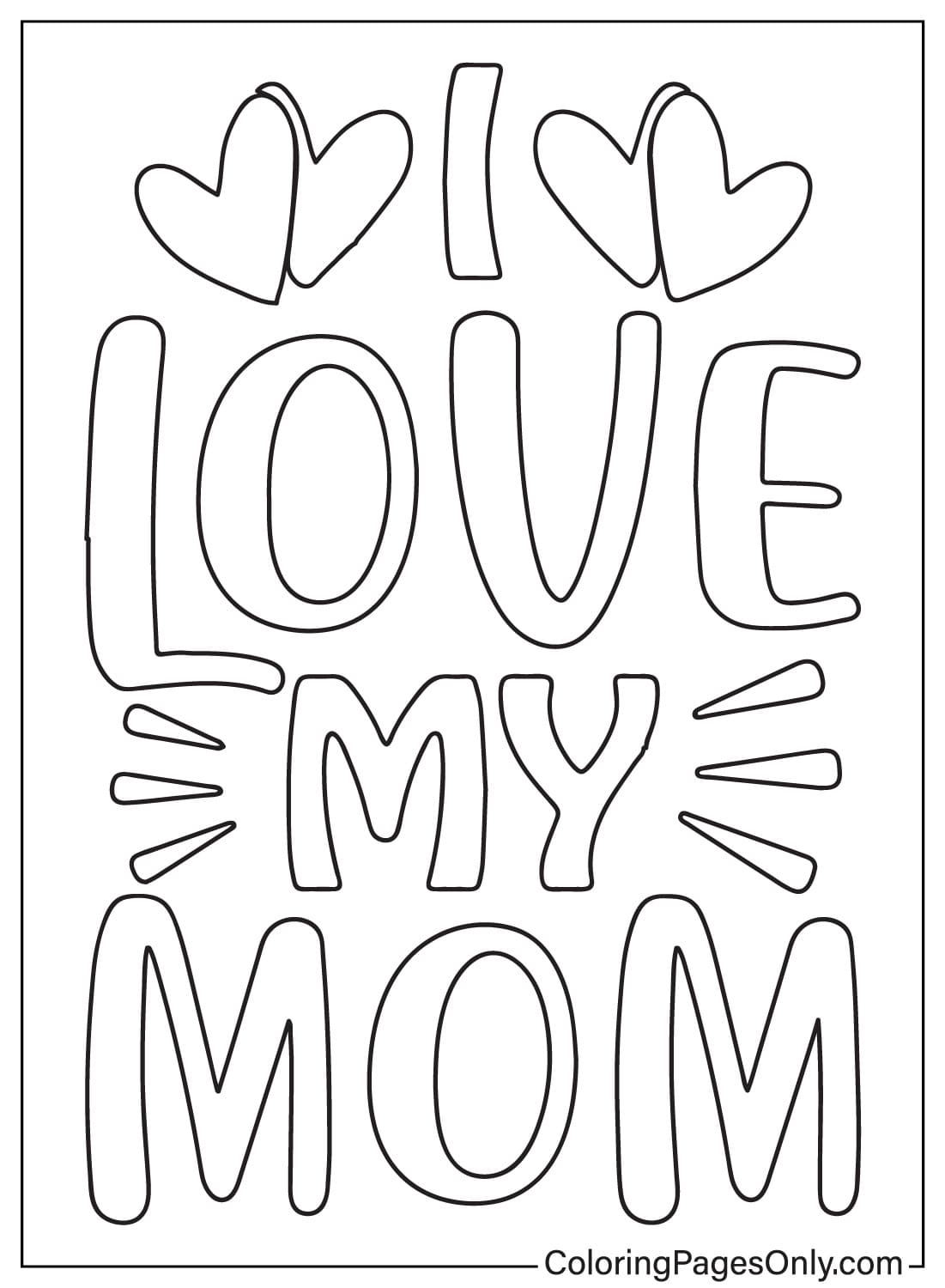 Ik hou van mama typografie kleurplaat van Ik hou van mama