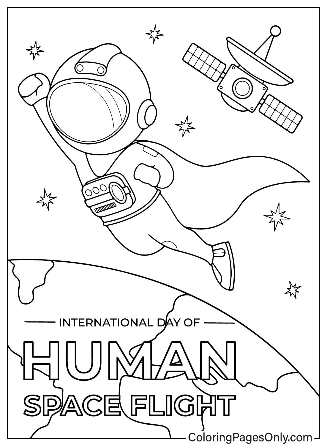 Imágenes Día Internacional de los Vuelos Espaciales Tripulados Página para colorear del Día Internacional de los Vuelos Espaciales Tripulados