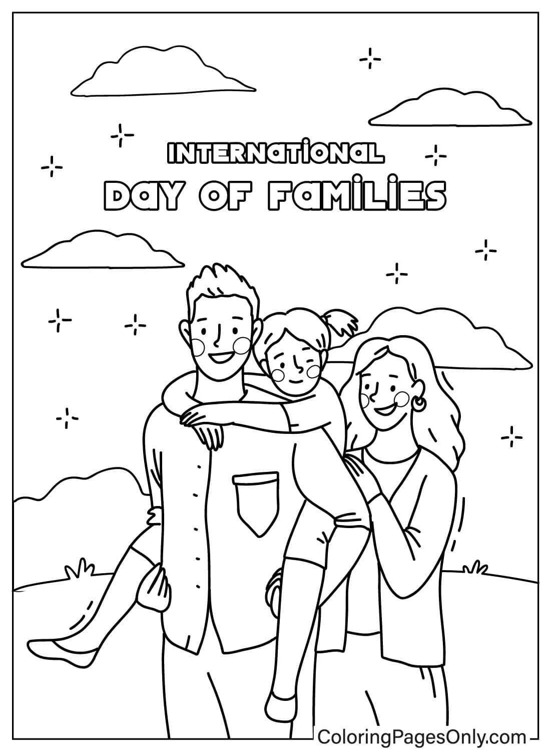 Journée internationale des familles - Feuille de coloriage de mai pour les enfants de mai
