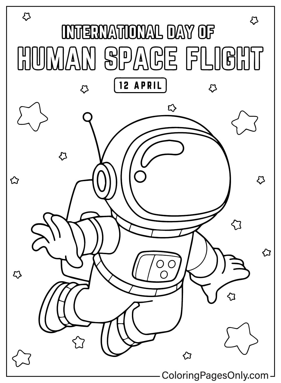 Página para colorir do Dia Internacional do Voo Espacial Humano JPG do Dia Internacional do Voo Espacial Humano