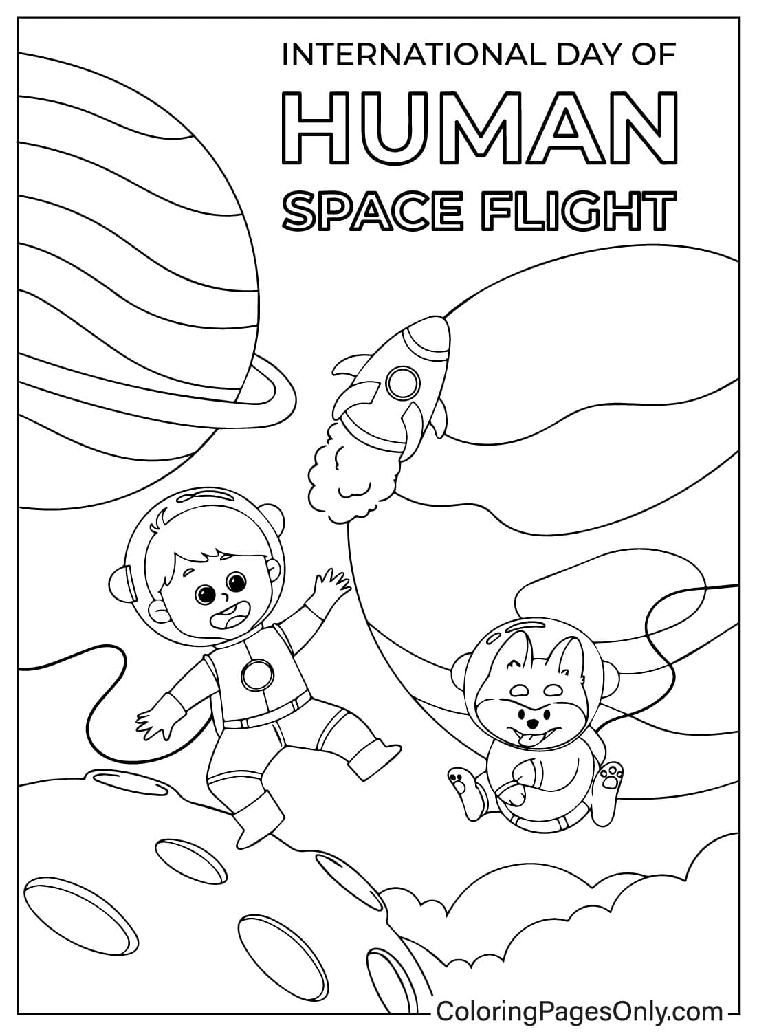 International Day of Human Space Flight Coloring Page PNG from International Day of Human Space Flight