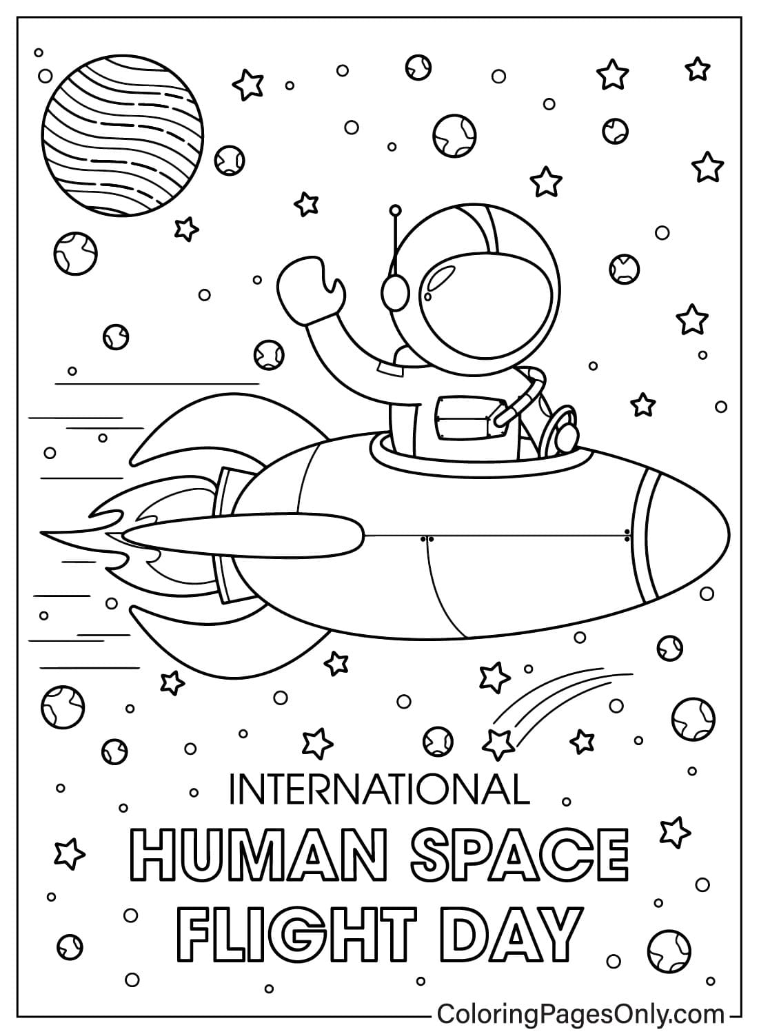 Páginas para colorir do Dia Internacional do Voo Espacial Humano para baixar do Dia Internacional do Voo Espacial Humano