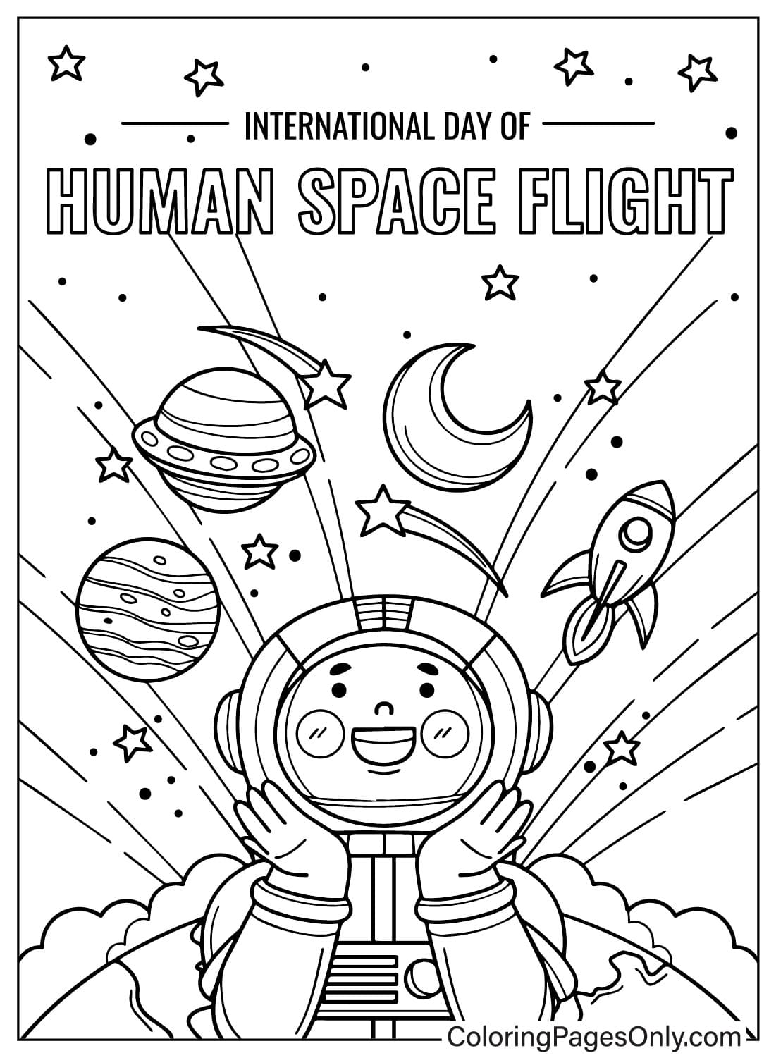 Imagem colorida do Dia Internacional do Voo Espacial Humano do Dia Internacional do Voo Espacial Humano