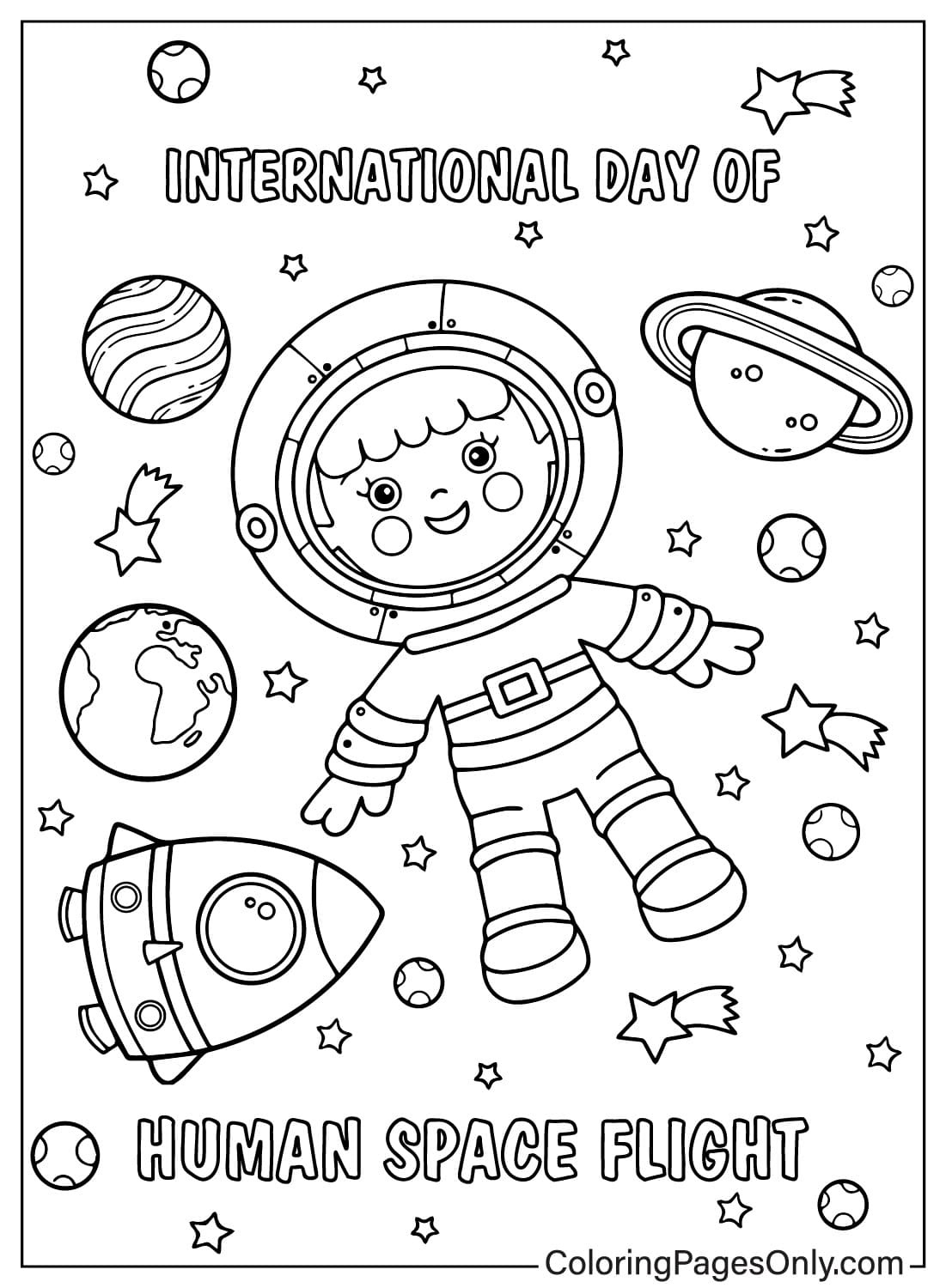 Día Internacional de los Vuelos Espaciales Tripulados a Color del Día Internacional de los Vuelos Espaciales Tripulados