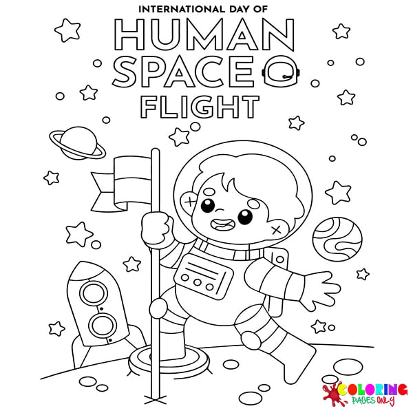 Desenhos para colorir do Dia Internacional do Voo Espacial Humano