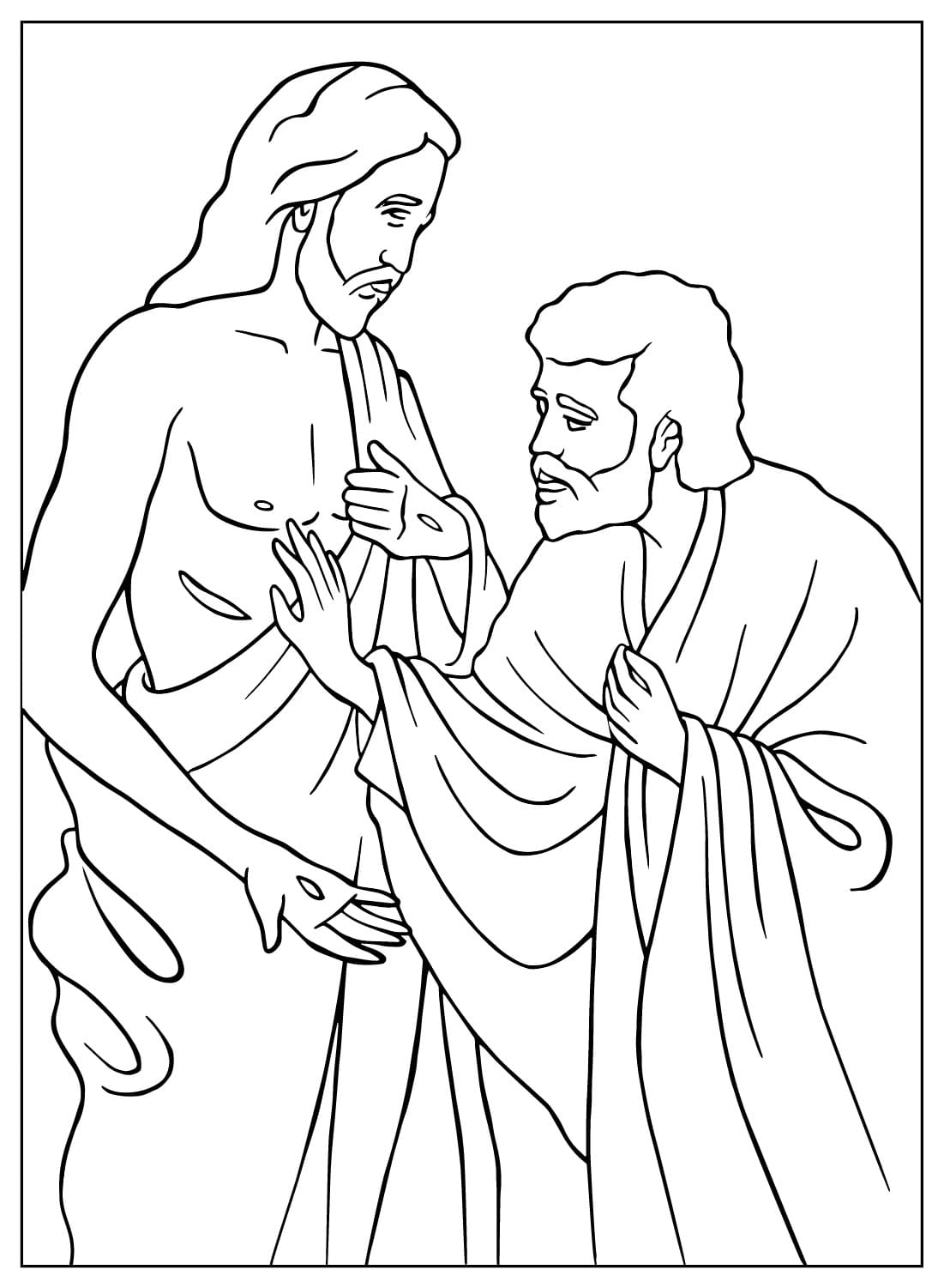 Jezus verschijnt aan de apostelen Kleurplaat voor kinderen van Jezus