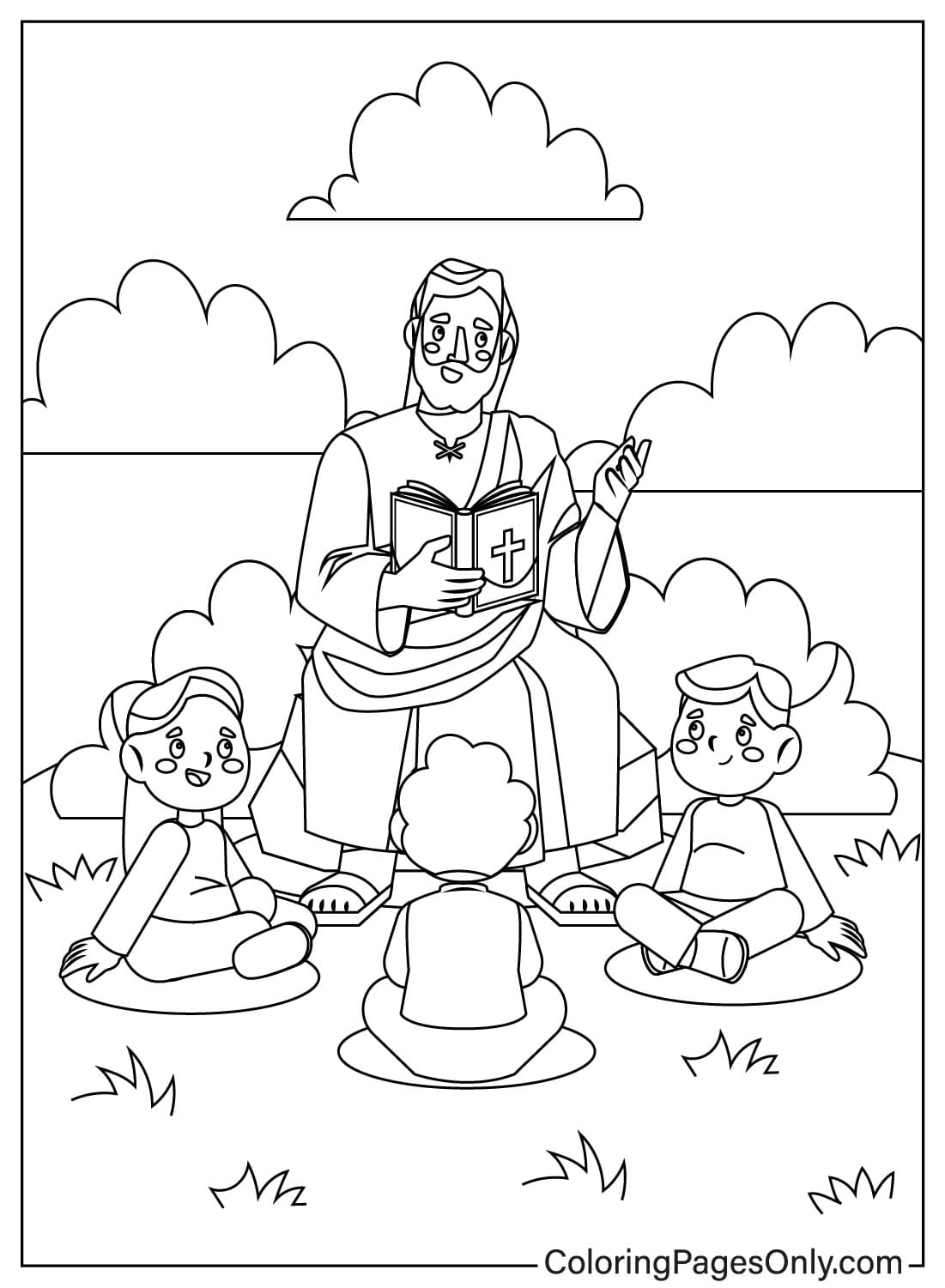 Jesus Blesses Children Coloring Page from Jesus