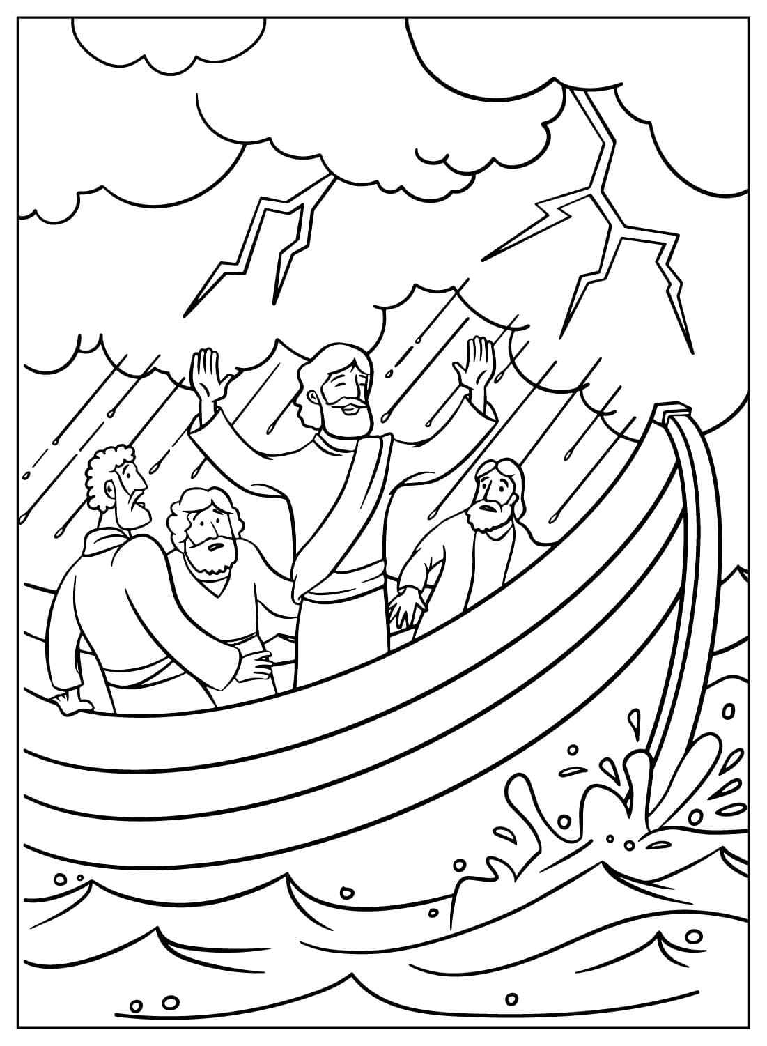 يسوع يهدئ العاصفة صفحة التلوين من يسوع