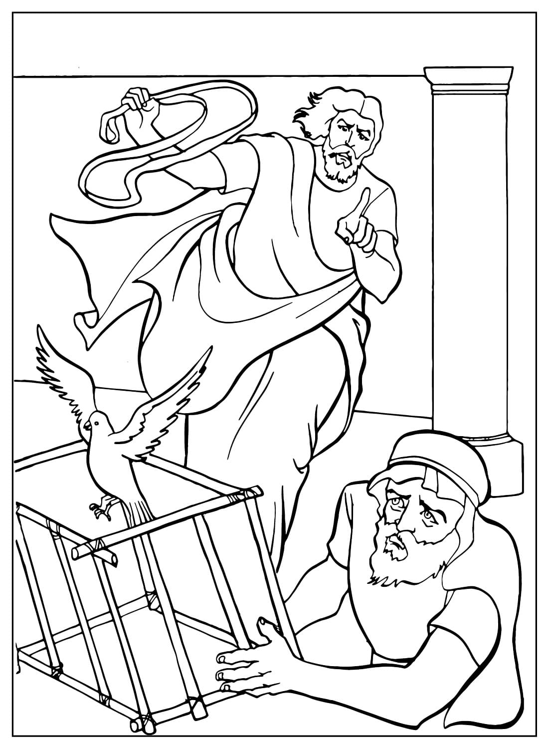 Jesus Cleansing the Temple Coloring Page from Jesus