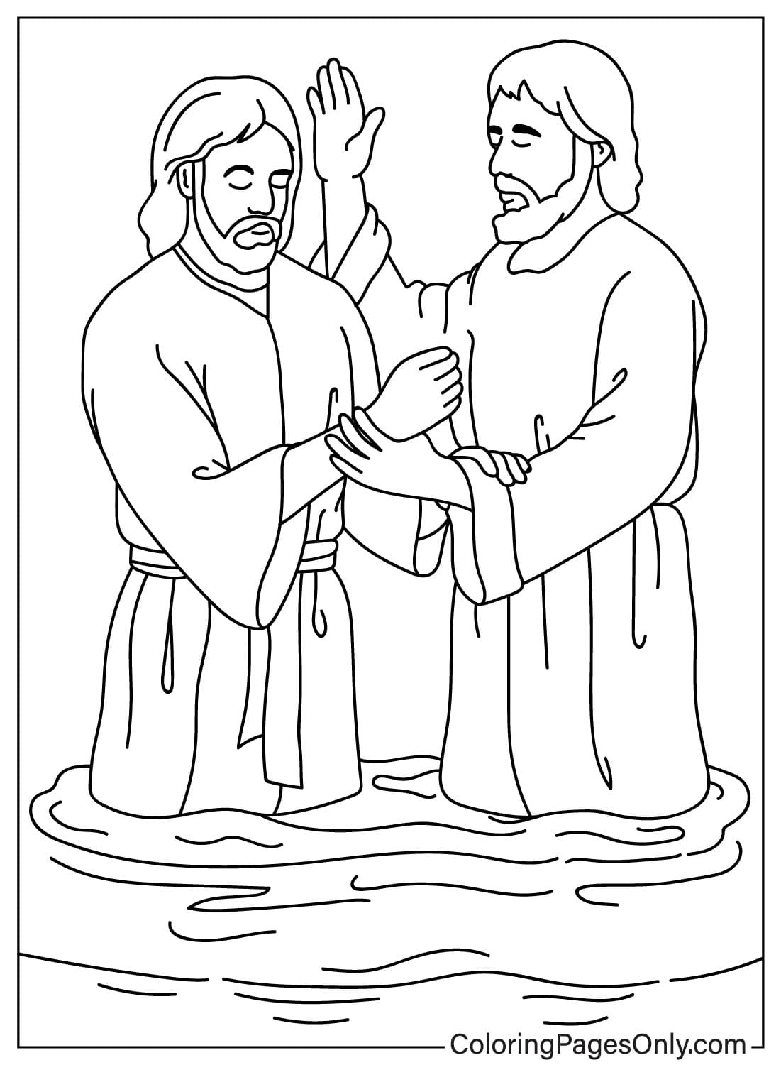 Malvorlage „Jesus wird getauft“ von Jesus
